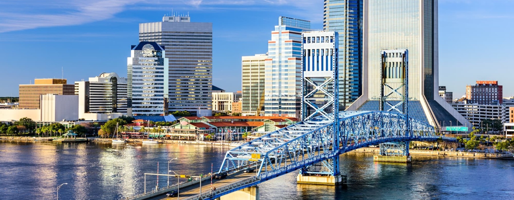 city skyline over water